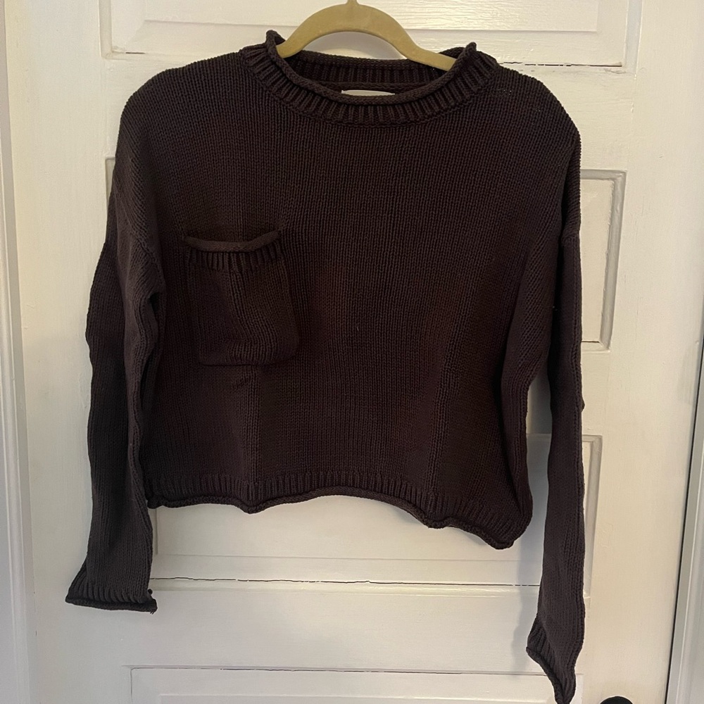 Urban Outfitters Chocolate Crew Neck Sweater Cropped